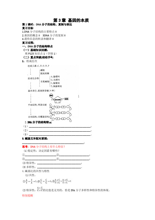 高三生物一轮复习：第3章《基因的本质 第二课时》教学案(新人教版必修2)