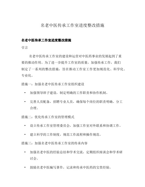 名老中医传承工作室进度整改措施