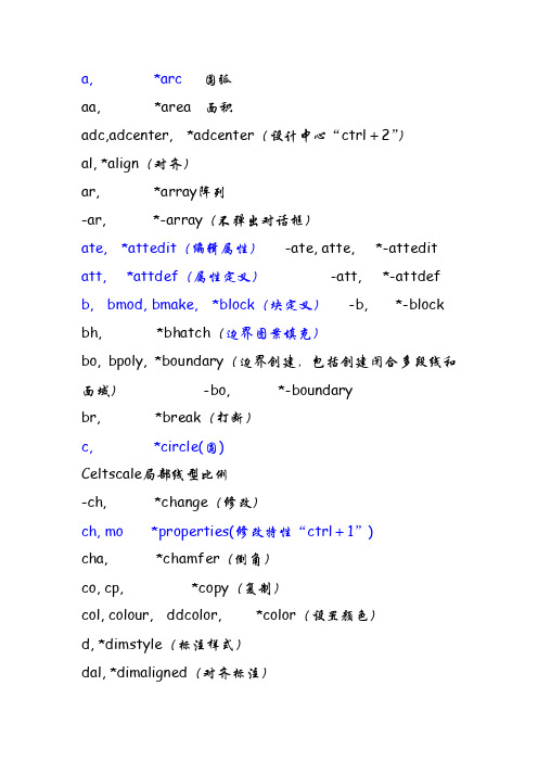 已翻译的cad快捷键字母排列