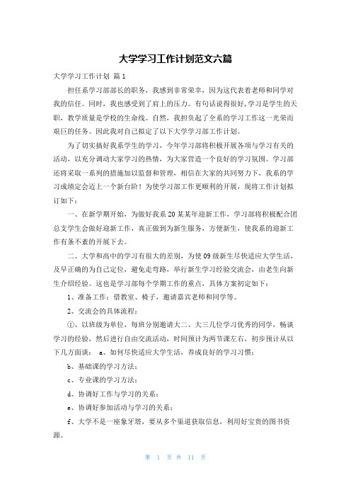 大学学习工作计划范文六篇