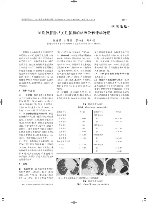 26例肺脓肿相关性脓胸的临床及影像学特征