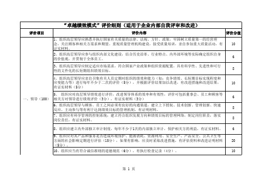 质量奖评分细则