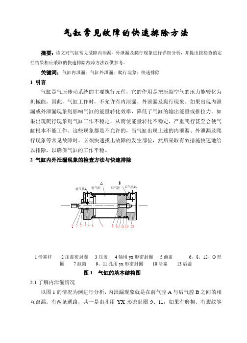 气缸常见故障的快速排除方法