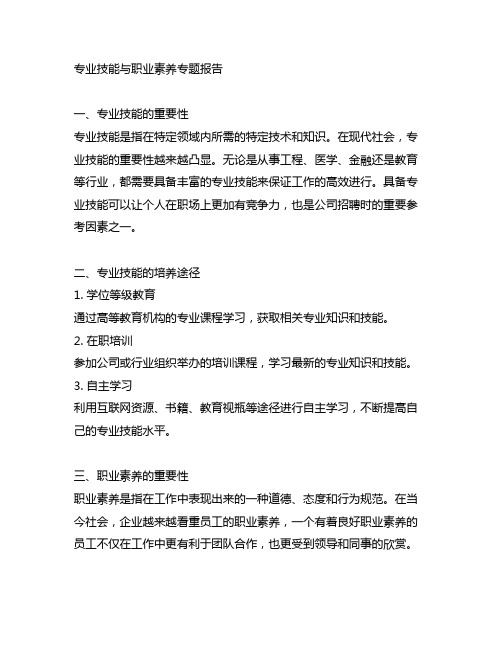 专业技能与职业素养专题报告200字