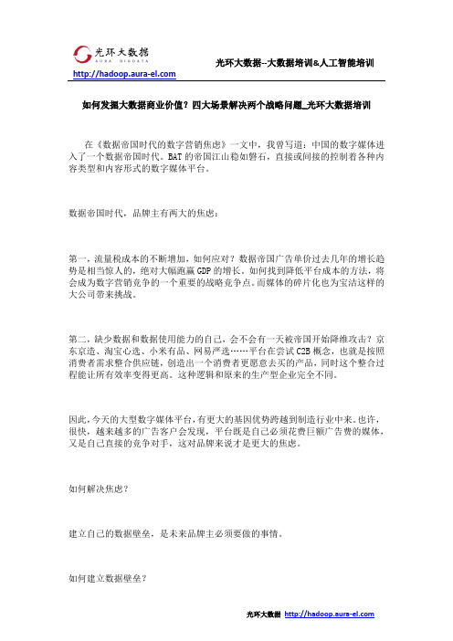 如何发掘大数据商业价值?四大场景解决两个战略问题_光环大数据培训