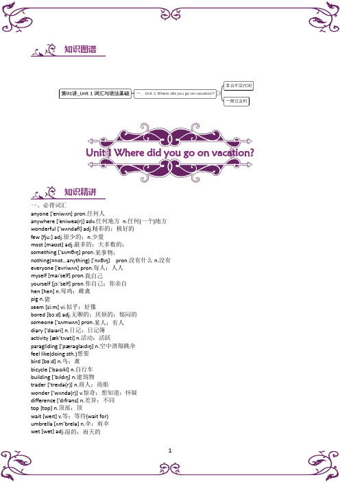 人教版八年级上册英语 Unit 8词汇与语法基础(解析版)