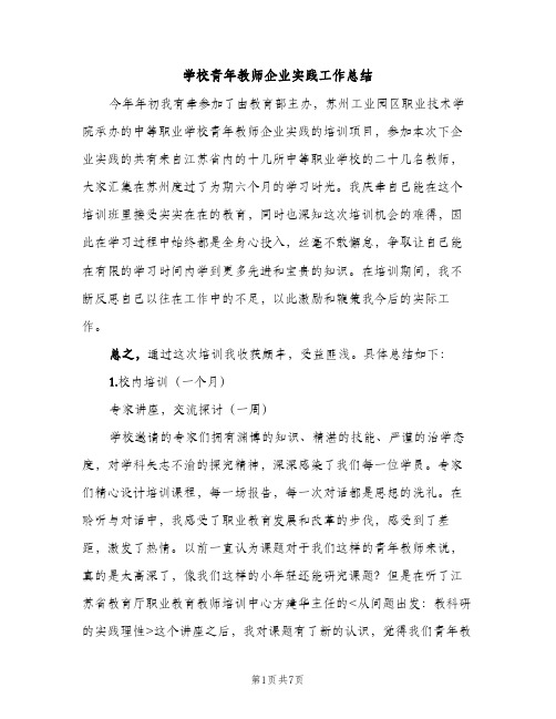 学校青年教师企业实践工作总结（2篇）