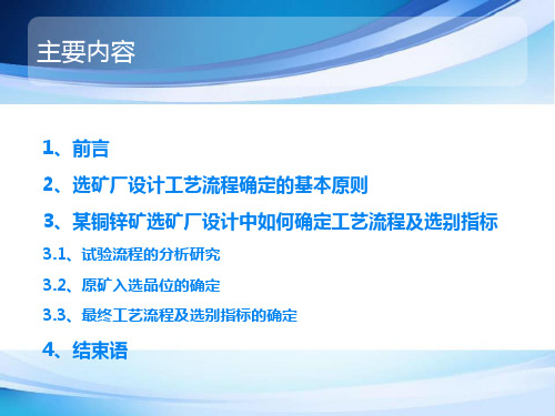 选矿厂设计对工艺流程确定的研究