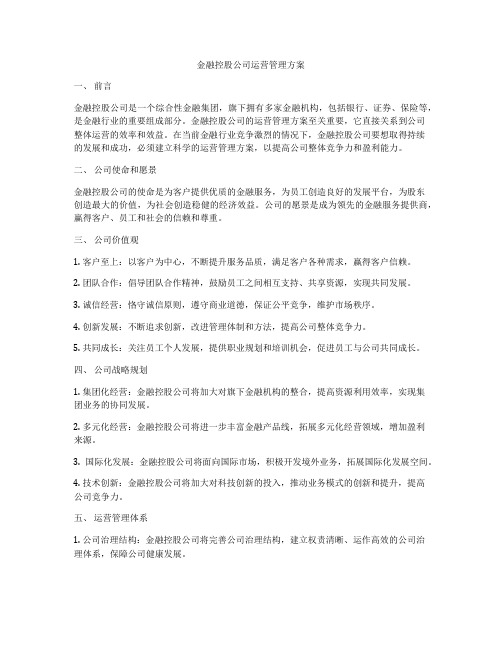 金融控股公司运营管理方案