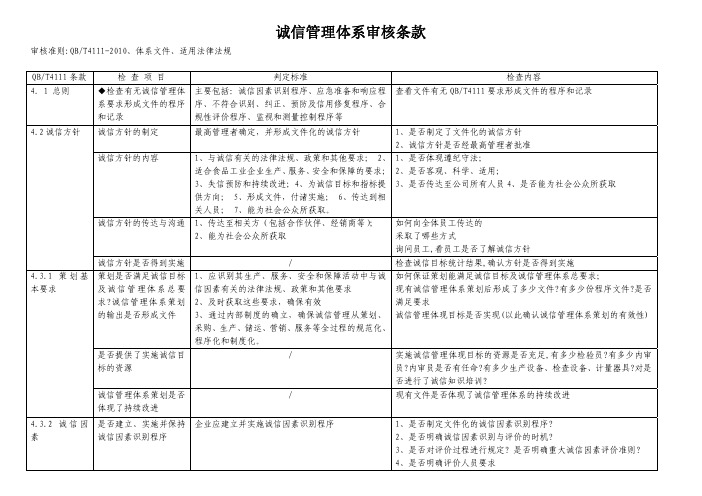 诚信管理体系审核条款