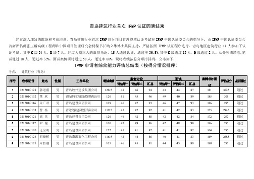 IPMP申请者综合能力评估总结表（按得分情况排序）