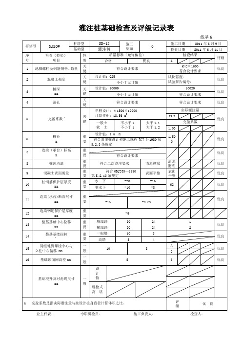 灌注桩基础检查及评级记录钢管