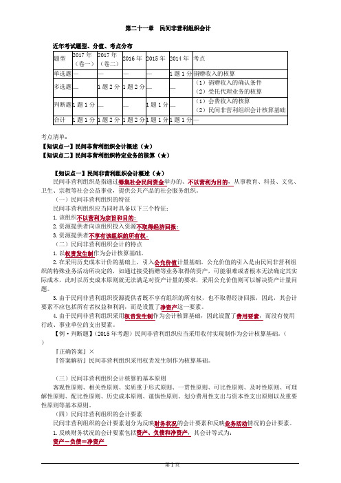 第二十一章民间非营利组织会计