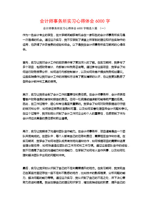 会计师事务所实习心得体会6000字5篇