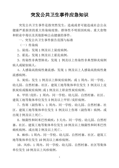 突发公共卫生事件应急知识培训手册