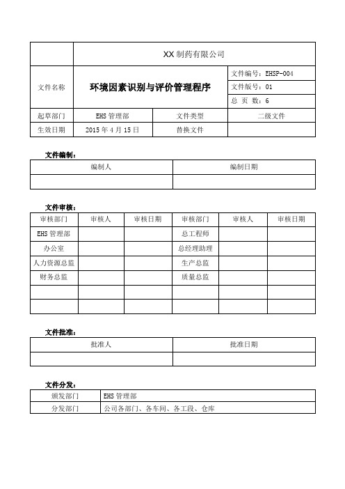 环境因素识别和评价管理程序