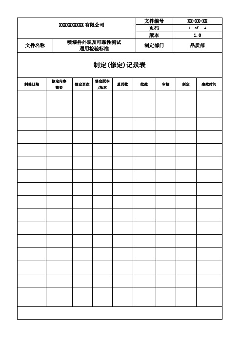 喷漆件外观及可靠性检验标准