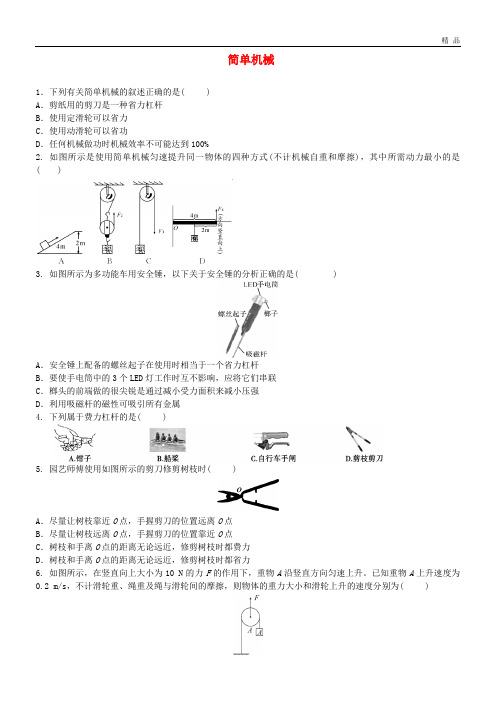 2020中考物理 简单机械专项复习综合训练题