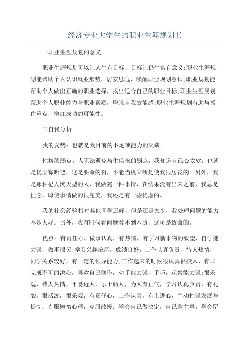 经济专业大学生的职业生涯规划书