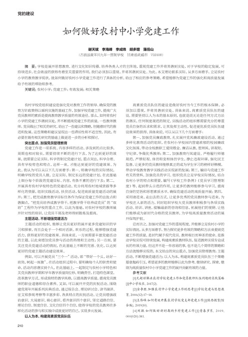 如何做好农村中小学党建工作