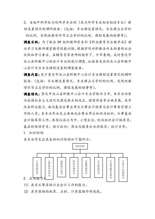 会计专业专业配置调查报告