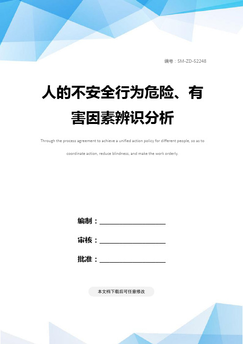 人的不安全行为危险、有害因素辨识分析