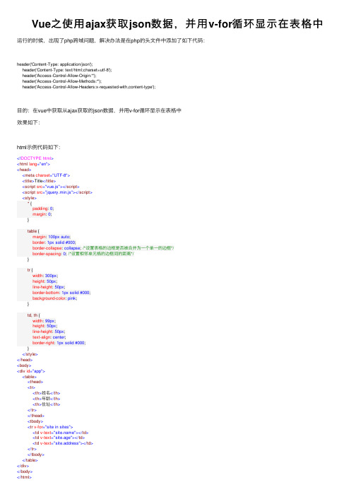 Vue之使用ajax获取json数据，并用v-for循环显示在表格中