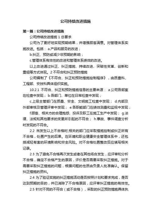 公司持续改进措施