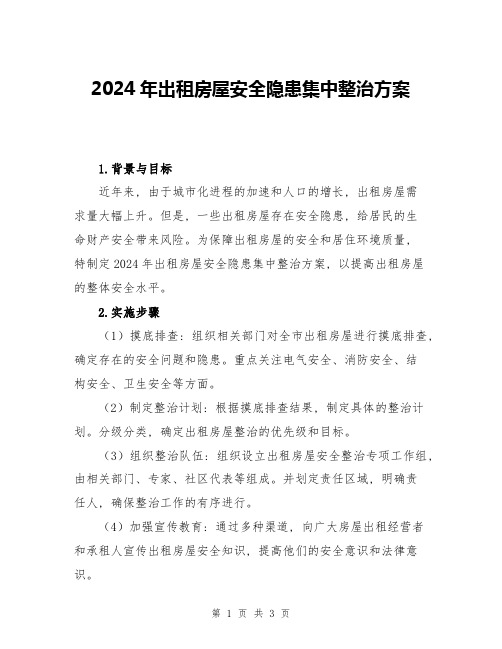 2024年出租房屋安全隐患集中整治方案