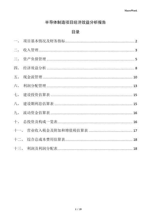 半导体制造项目经济效益分析报告(范文参考)