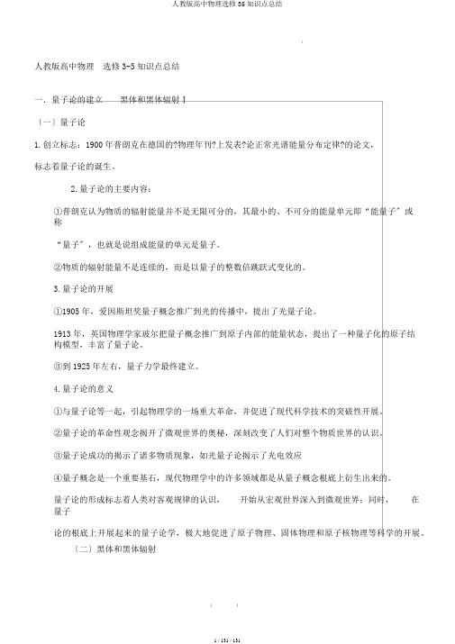 人教版高中物理选修35知识点总结