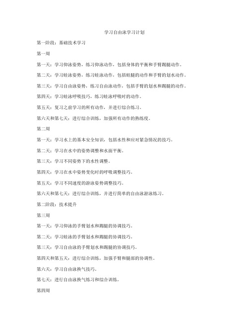 学习自由泳学习计划