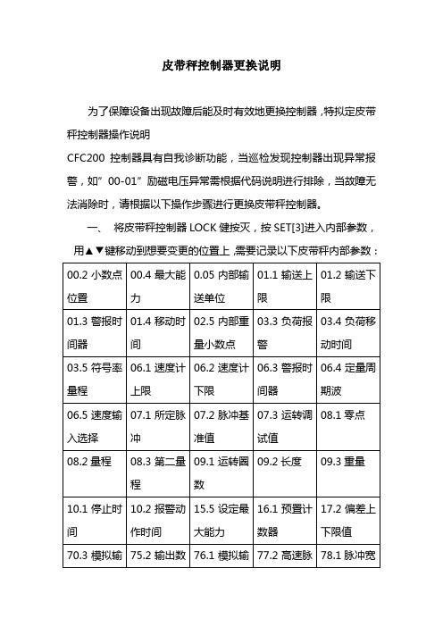 CFC200皮带秤控制器更换使用说明书