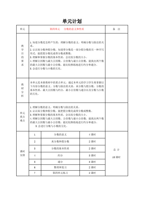 新人教版数学五年级下册第四单元教案