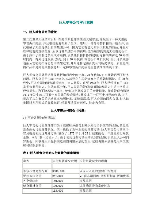 巨人零售公司审计案例