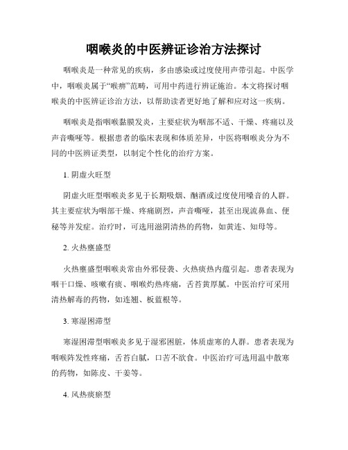 咽喉炎的中医辨证诊治方法探讨