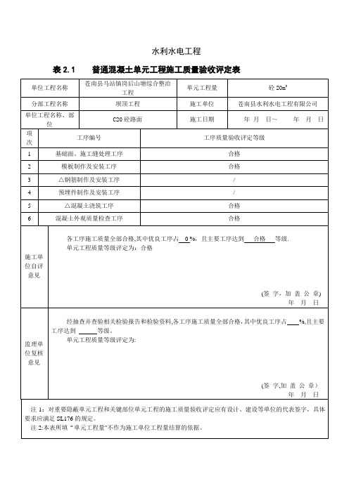 C20砼路面质量评定表【范本模板】