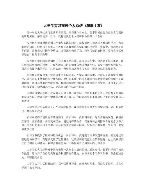 大学生实习在校个人总结 (精选4篇)