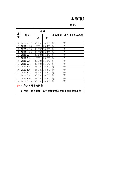 1_学生每日体温检测表