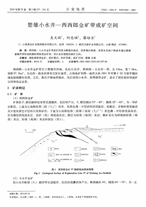 楚雄小水井—西西郎金矿带成矿空间