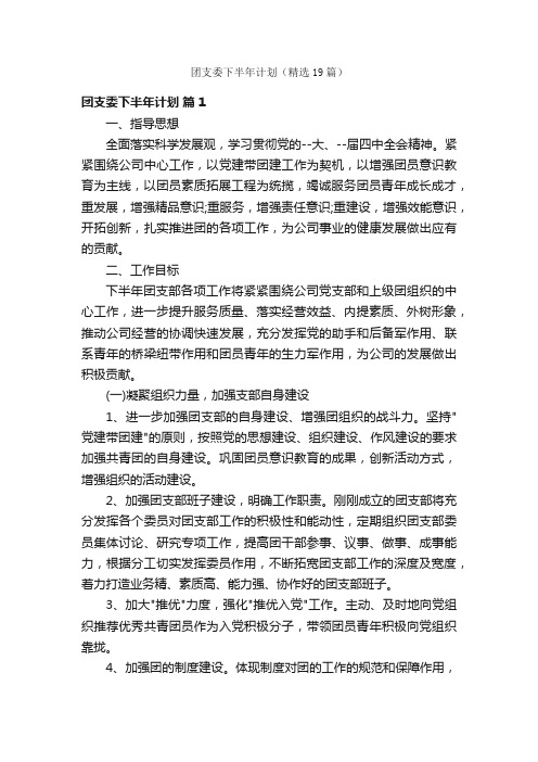 团支委下半年计划（精选19篇）