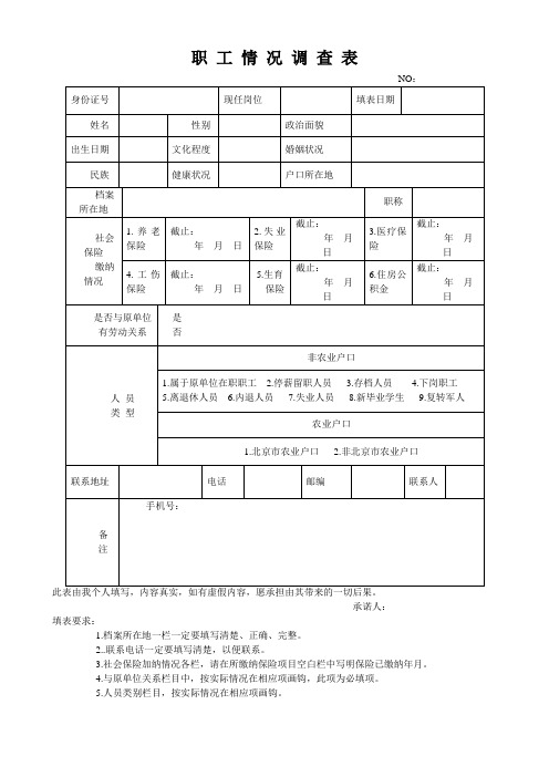 职工情况调查表(精)