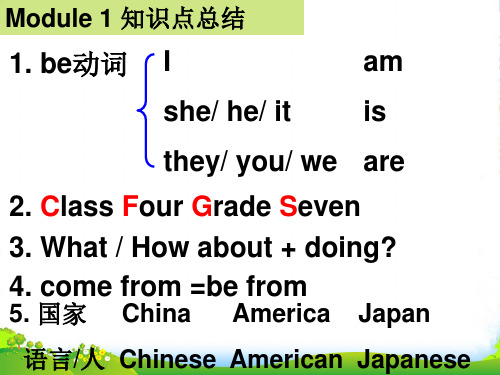 新外研版六年级英语上册M1知识点总结