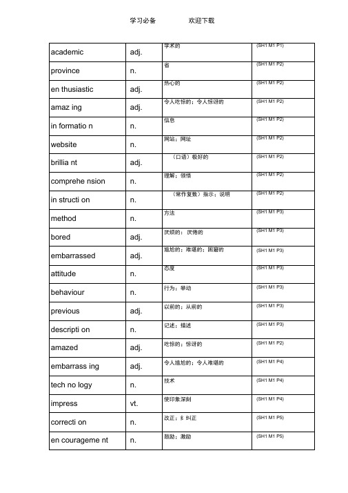 高中英语词汇表外研版book