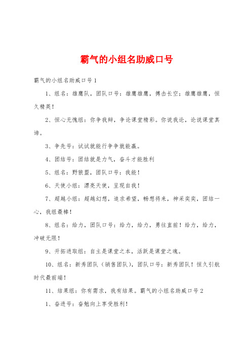 霸气的小组名助威口号