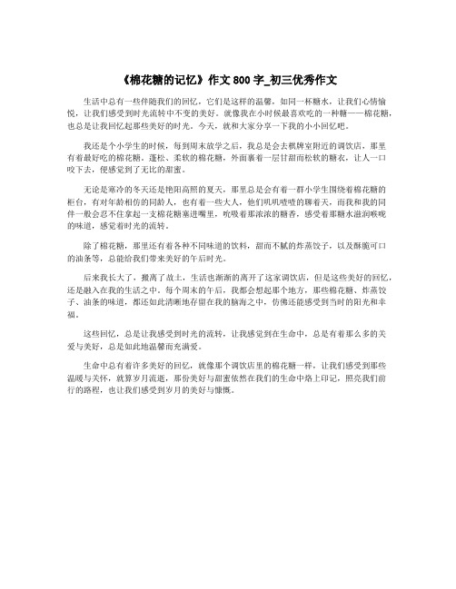 《棉花糖的记忆》作文800字_初三优秀作文