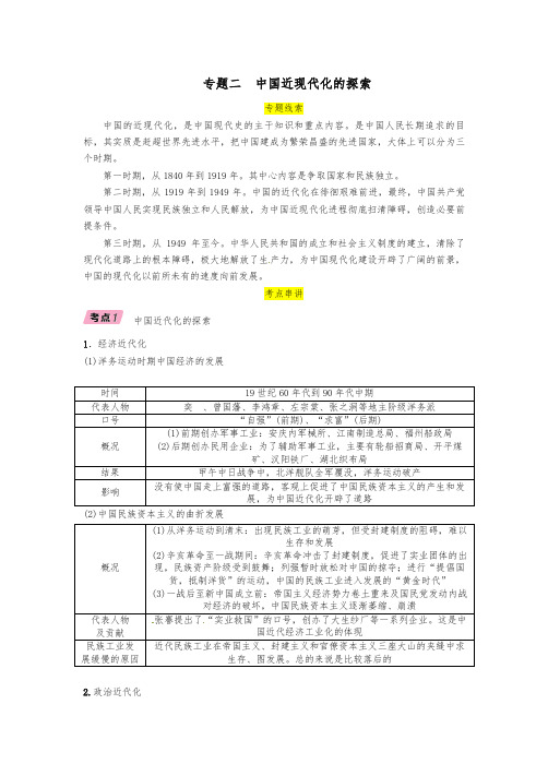 贵阳专版2019届中考历史总复习第二编热点专题速查篇专题2中国近现代化的探索精讲试题