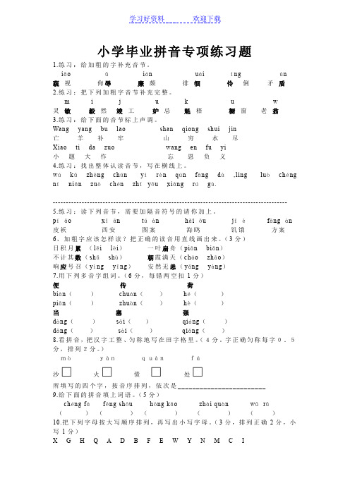 小学毕业拼音专项练习题