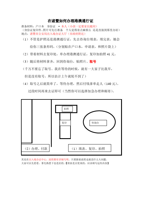 在诸暨如何办理港澳通行证