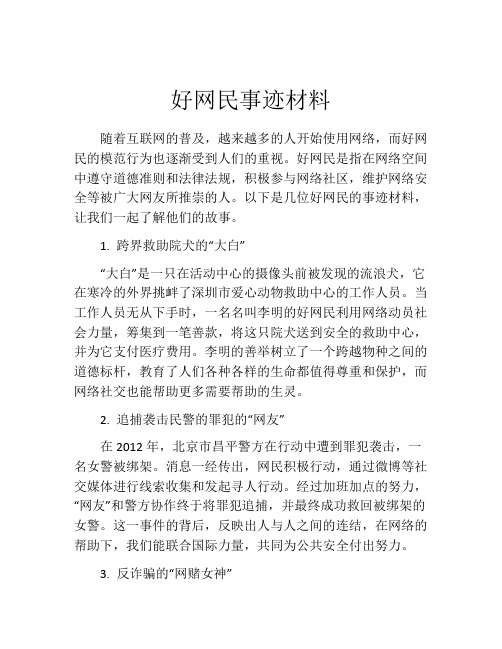 好网民事迹材料